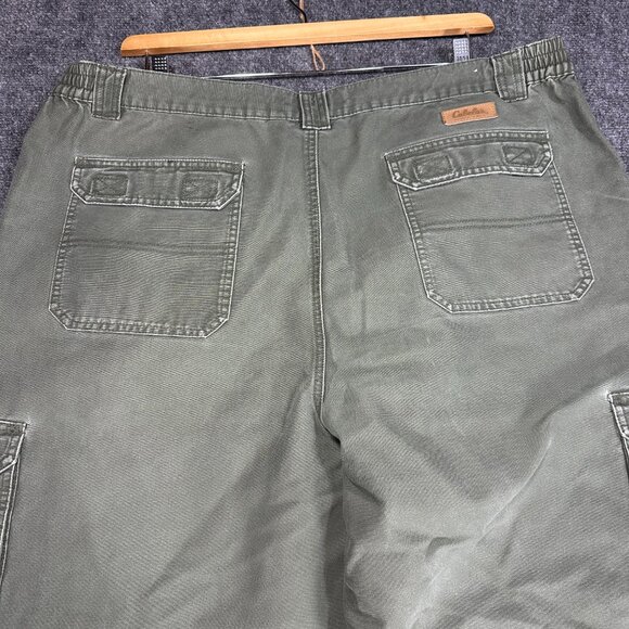 Cabelas Pants Mens 44 Trail Hiker Khaki Cotton Straight Leg Cargo Zip Fly Green - Picture 8 of 9